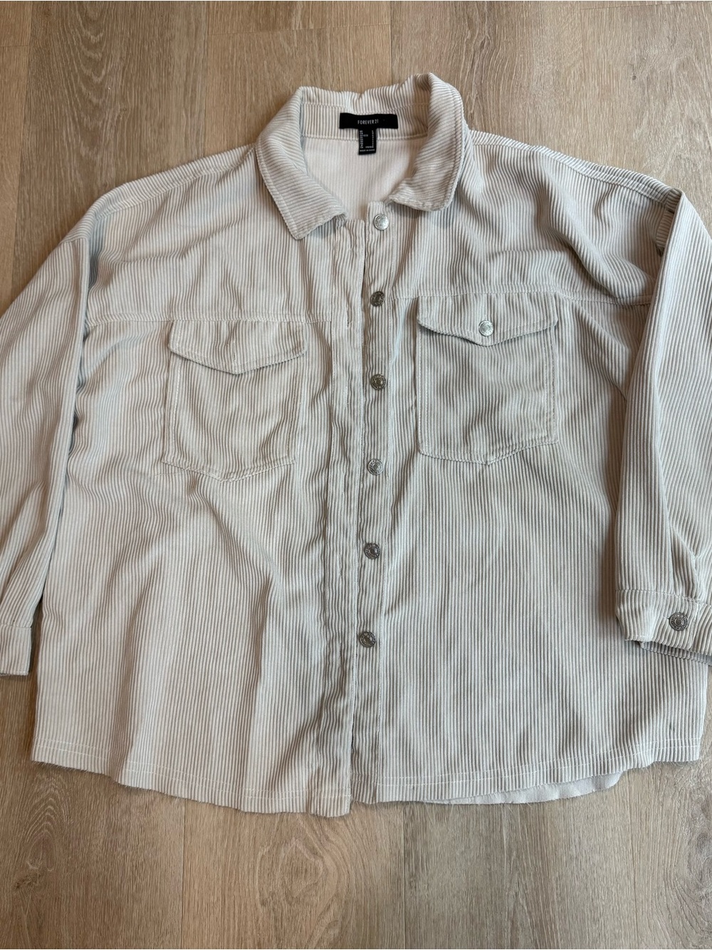 Forever 21 Cream Corduroy Button-Up Jacket